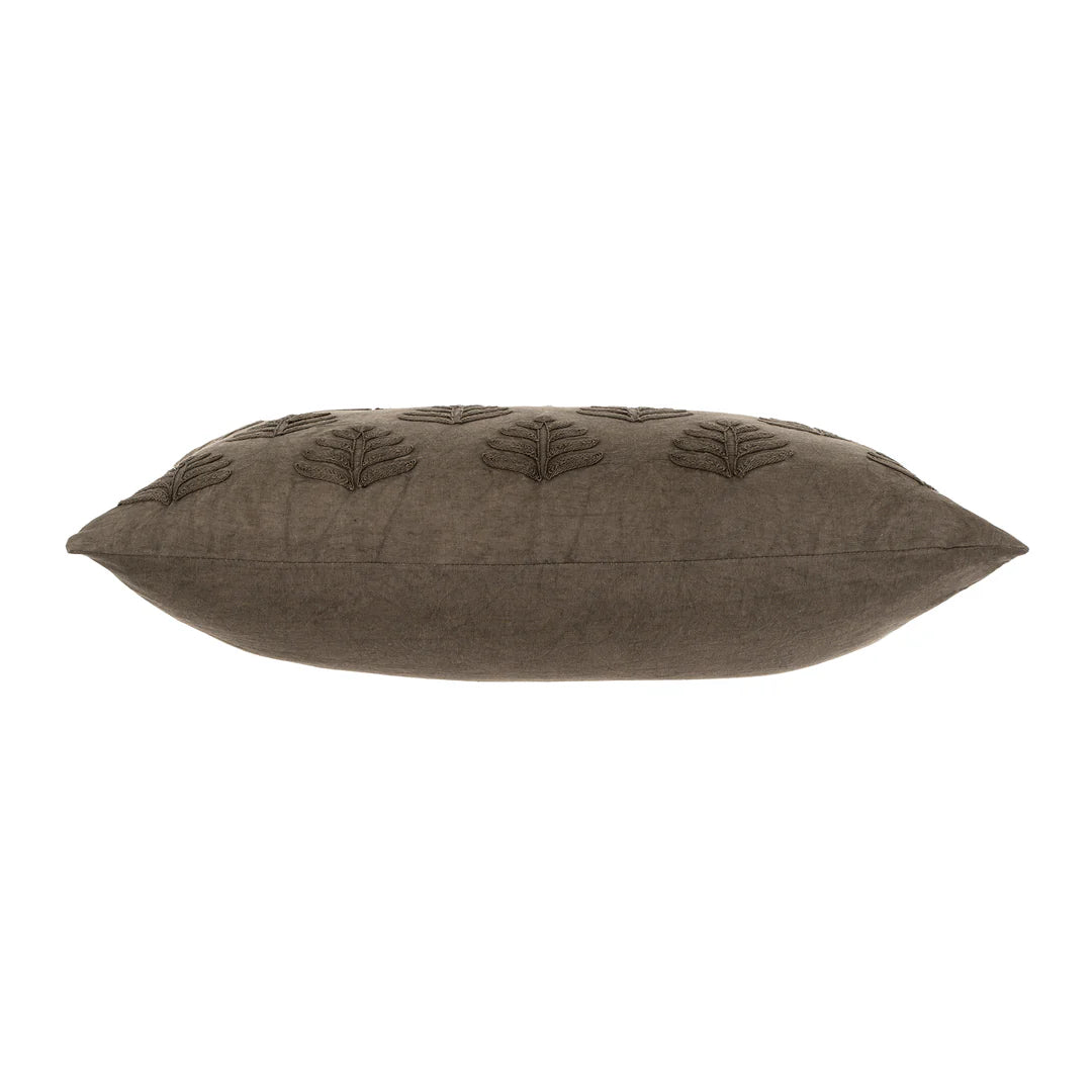 Charcoal Embroidered Orchard Lumbar Pillow