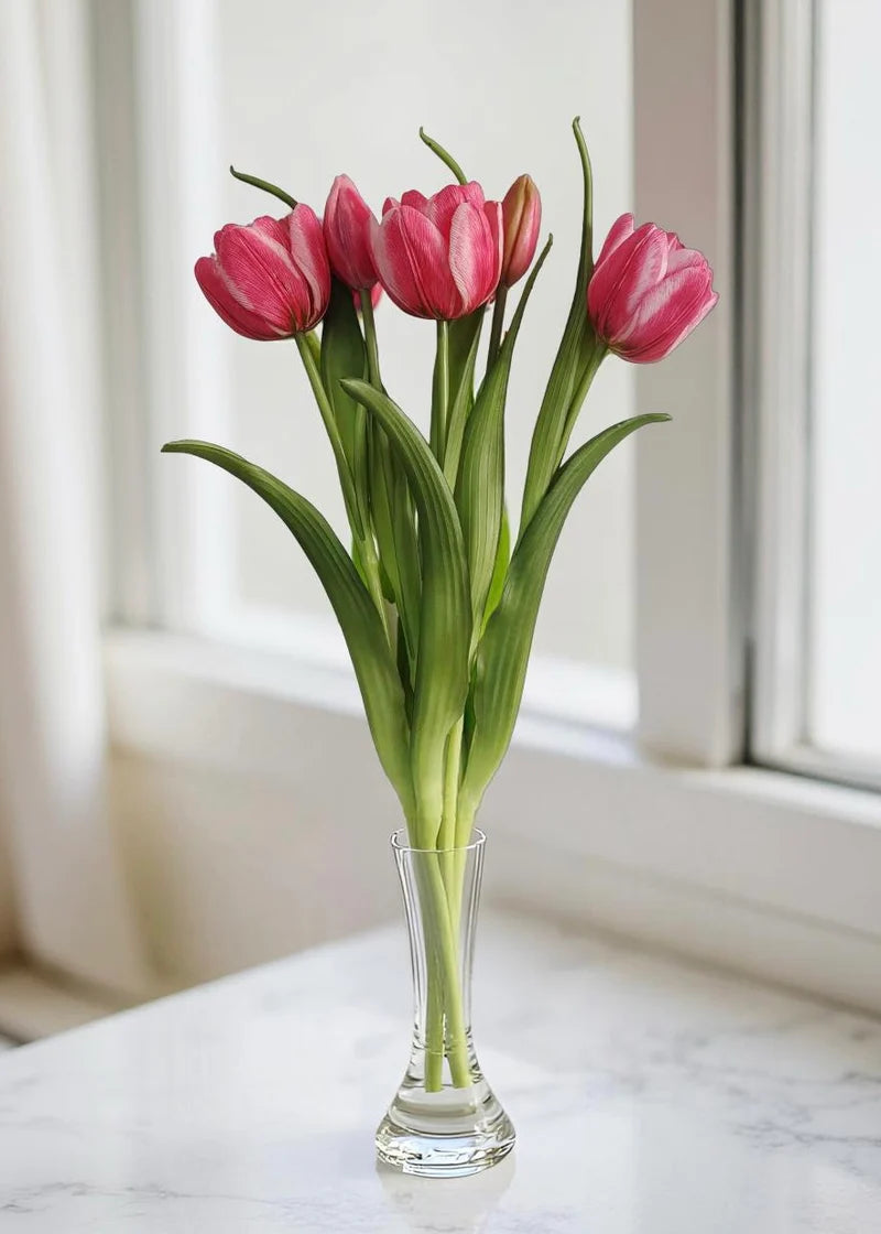 Deep Pink Two Tone Double Late Tulip Bundle-16.5”