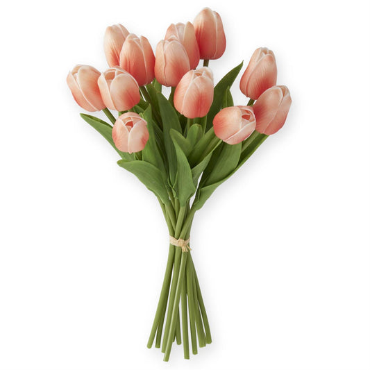 Dark Peach Real Touch Tulip Dozen