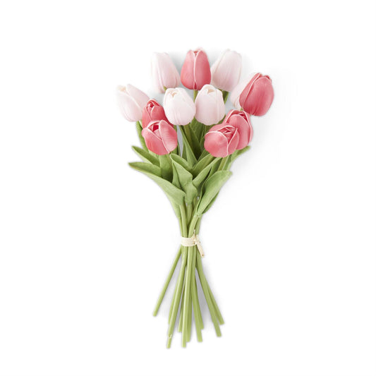 Pink & Rose Real Touch Tulip Dozen