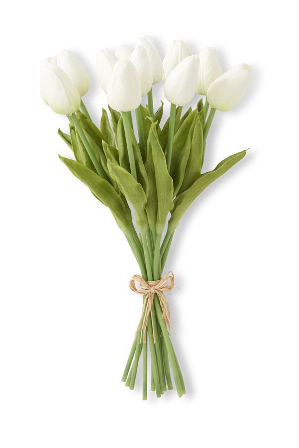 White Real Touch Tulip Dozen