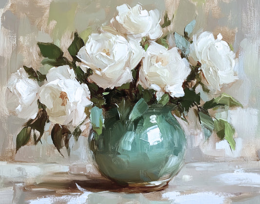 Rose & Teal Still Life Print (no frame)