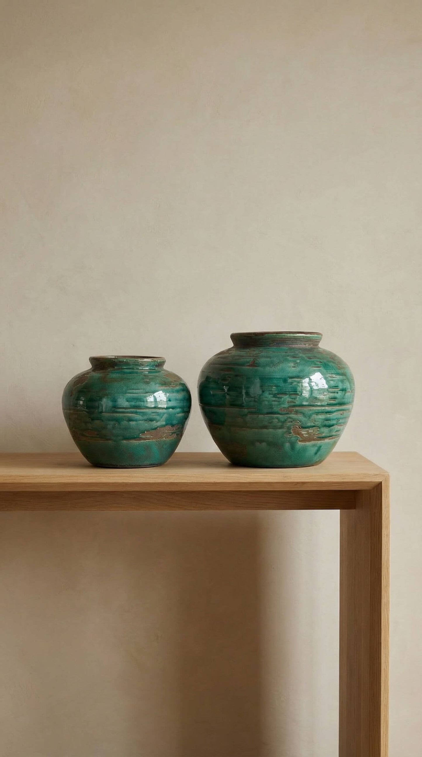 Ceramic Vase, Vintage Style, Emerald Crackle - Selva: Medium