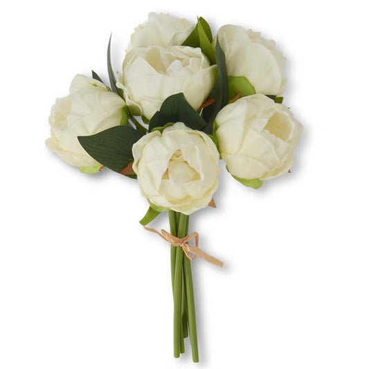 White Real Touch Peony Bouquet