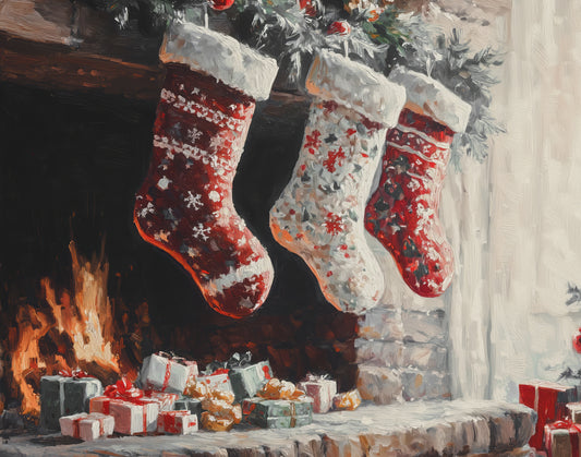Festive Stockings Print (no frame)