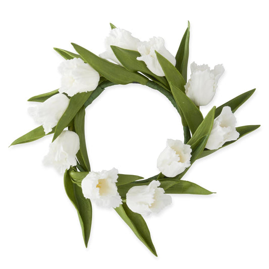 White Real Touch Parrot Tulip Mini Wreath