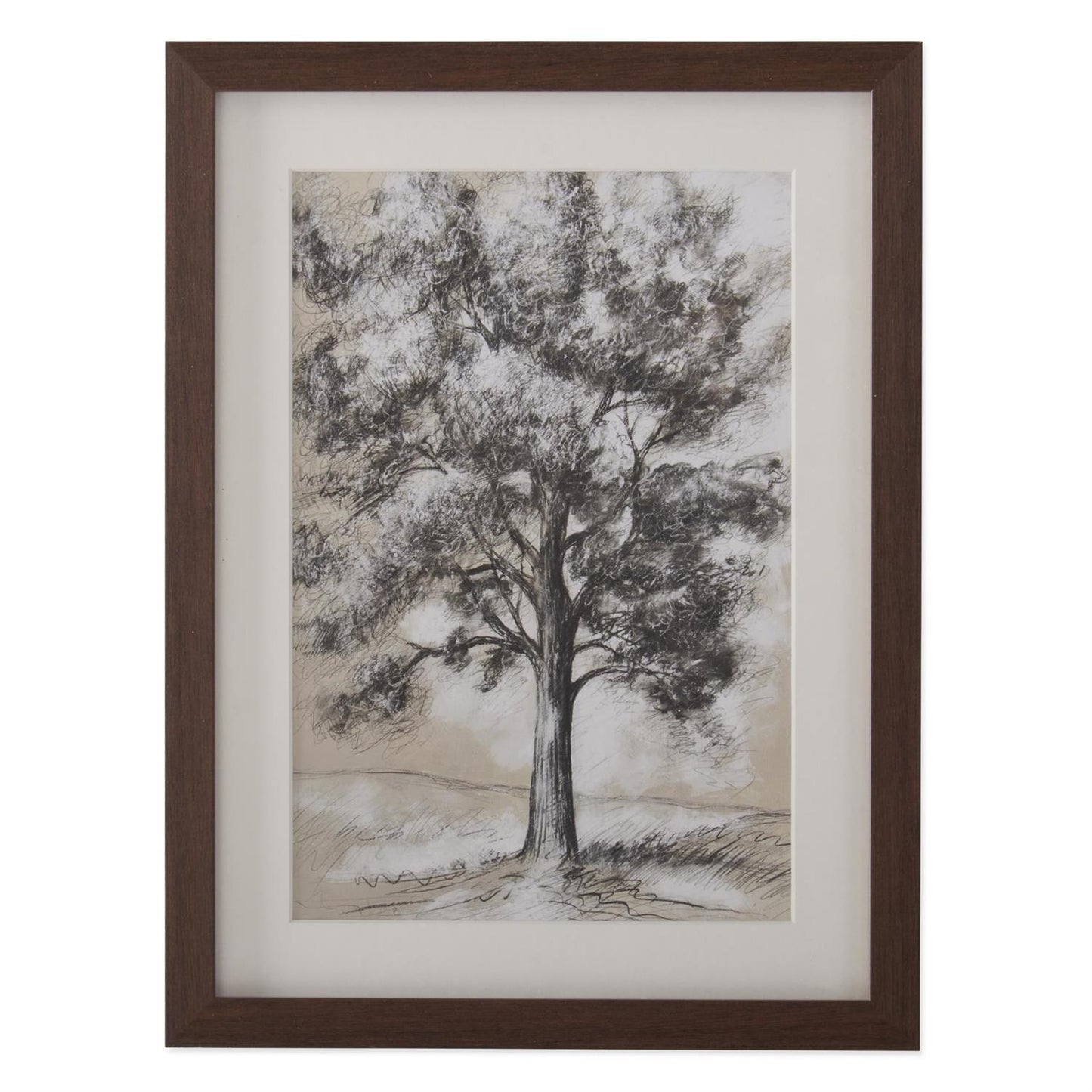 Tree Sketch Brown Framed Art