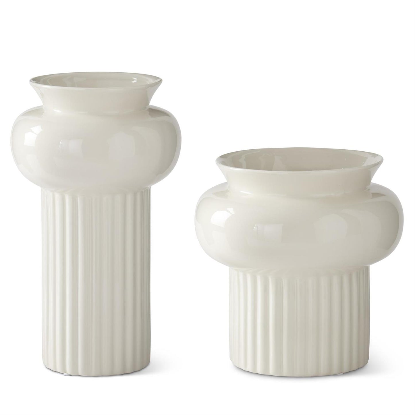 Cream Fluted Tabletop Vases- Assorted Sizes