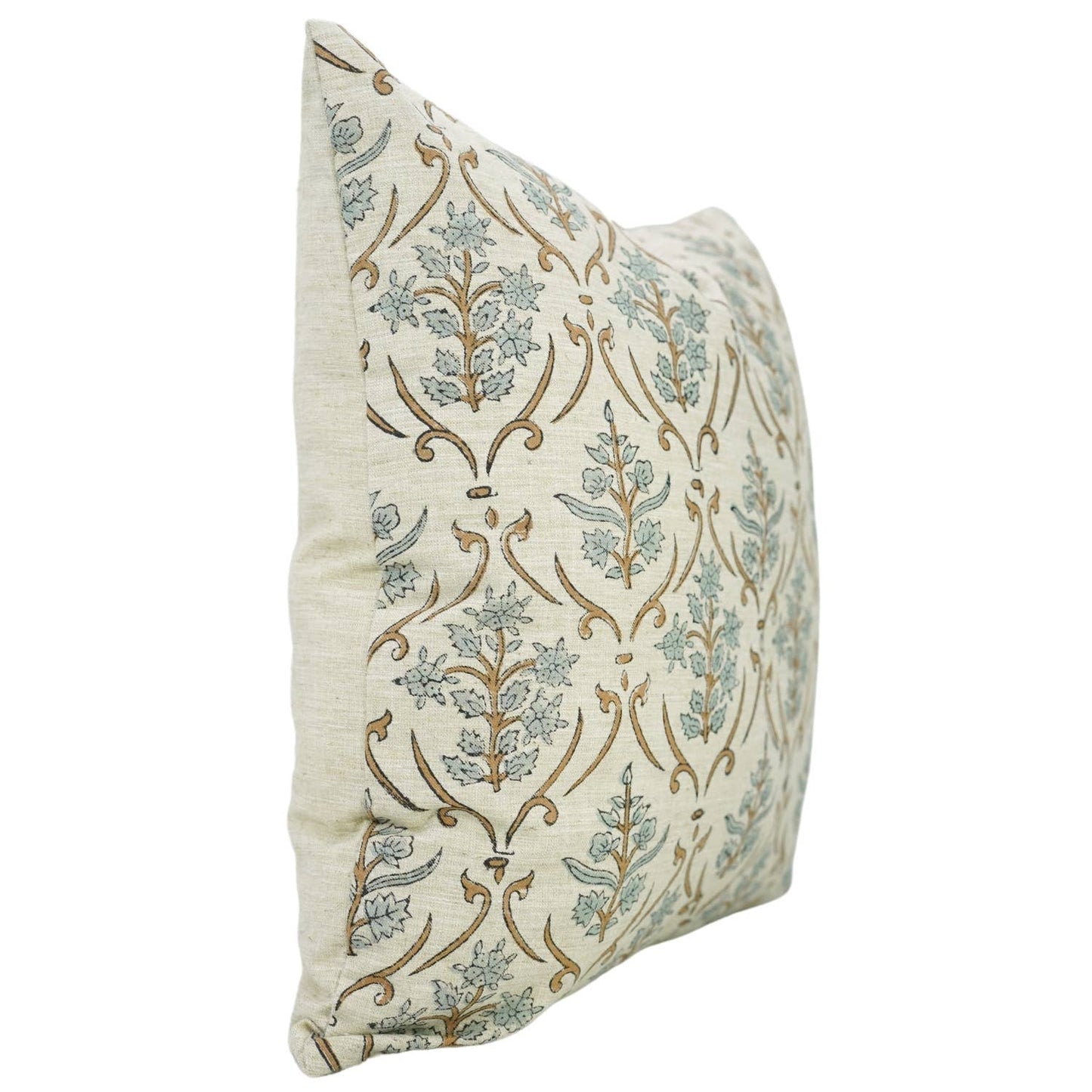 Brynn Block Print Linen Blend Pillow Cover- 18x18 Inch