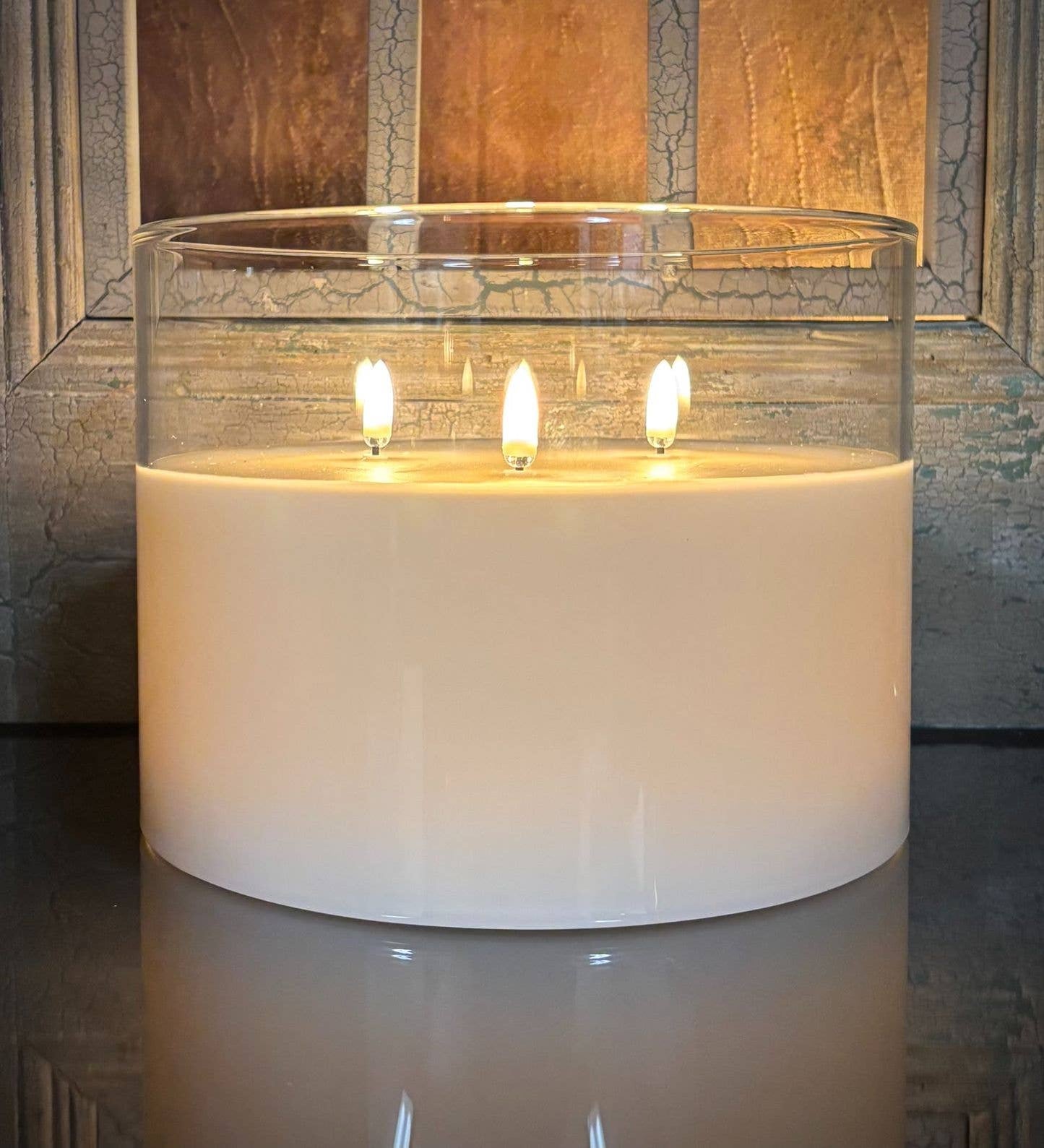 EMBER TRI-WICK CANDLE, SIMPLY IVORY 8X6″