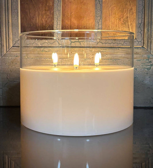 EMBER TRI-WICK CANDLE, SIMPLY IVORY 8X6″
