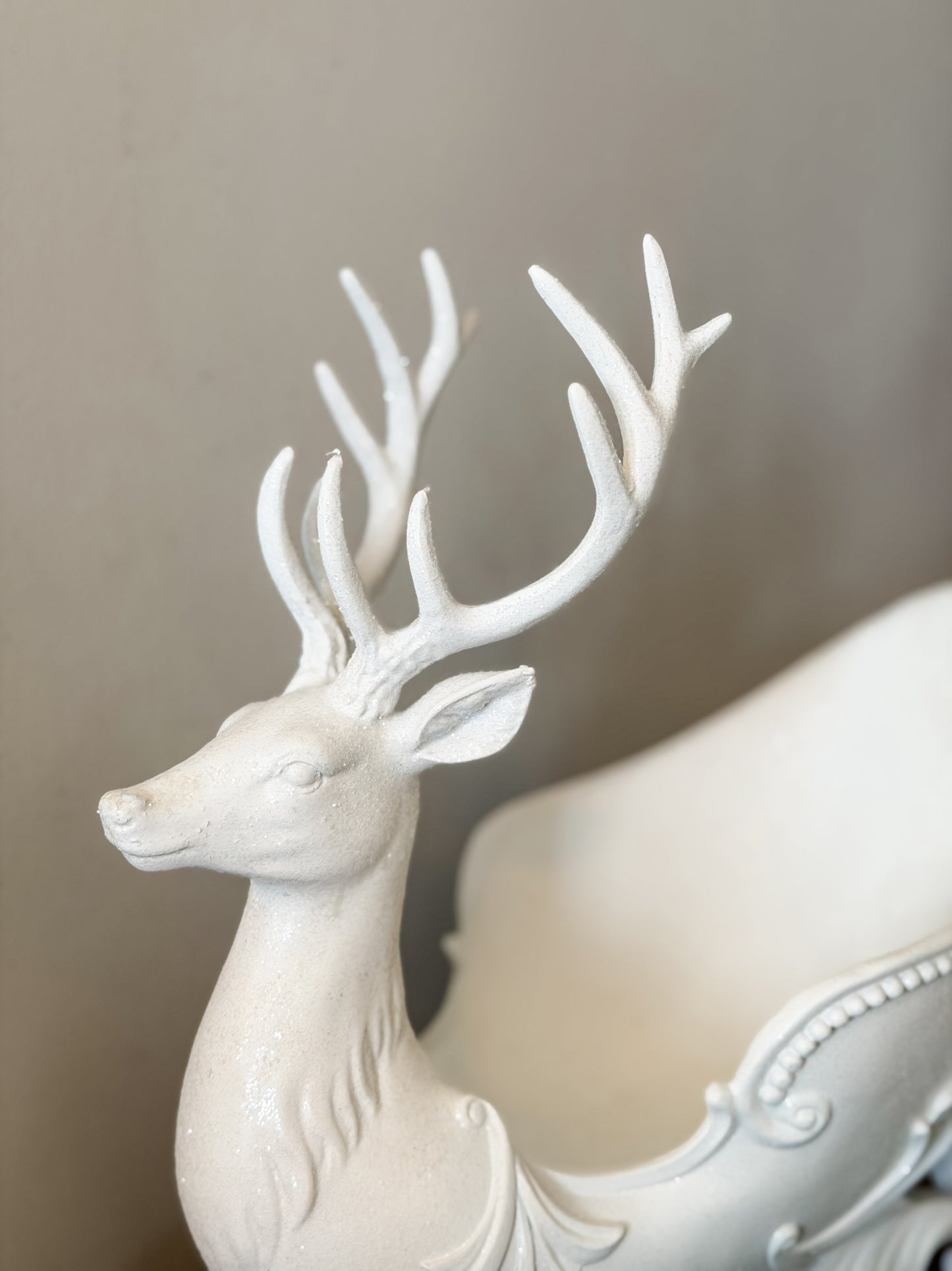 Glittered White Deer Bust Sleigh