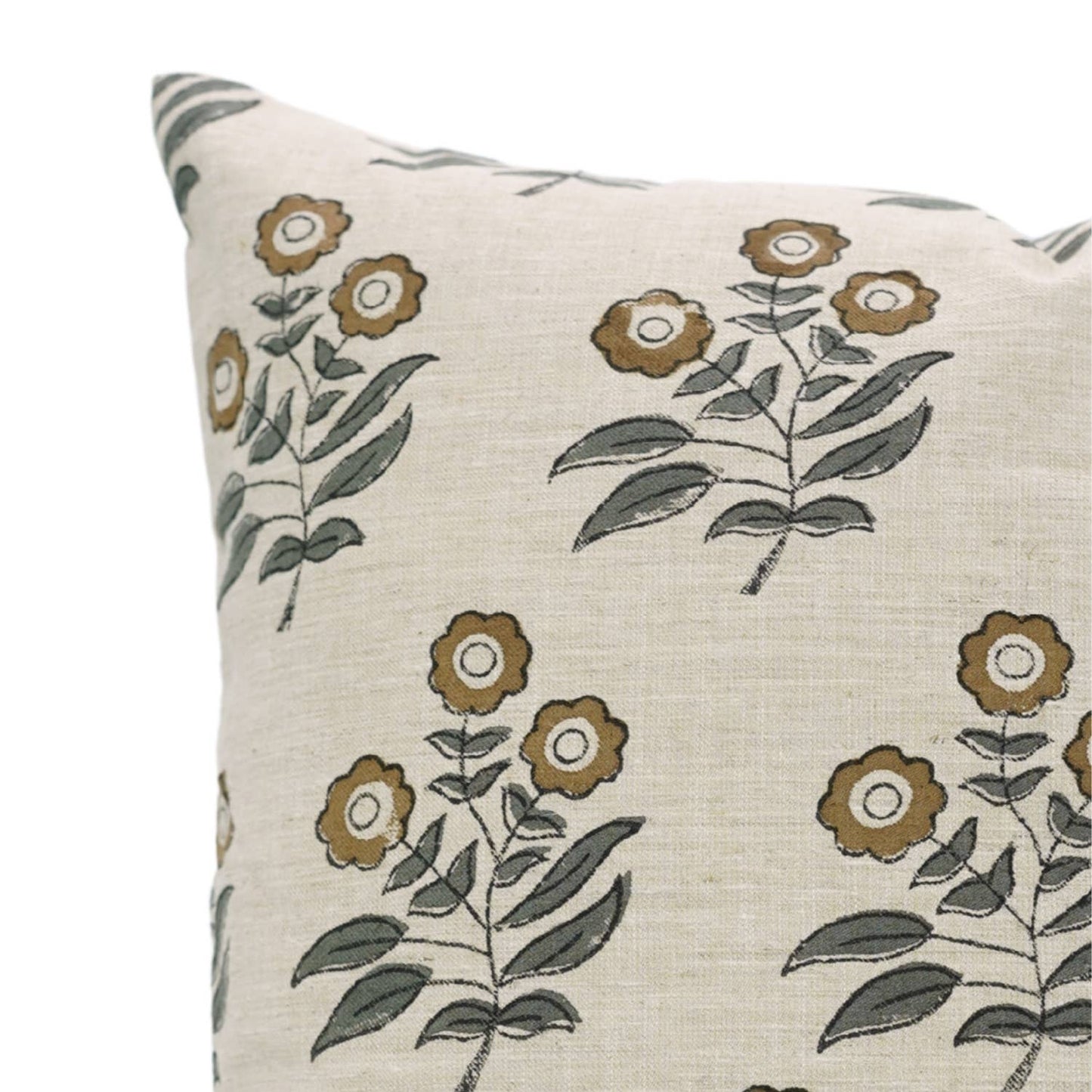 Neha Block Printed Linen Blend Cushion Cover - 18X18