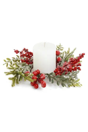 Berry & Frosted Greenery Candle Ring