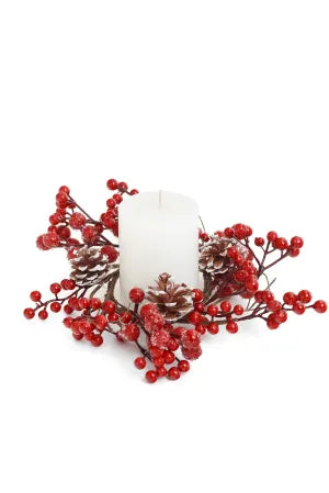 Frosted Berry & Pinecone Candle Ring