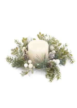 Pinecone and Berry Frosted Mini Wreath/Candle Ring