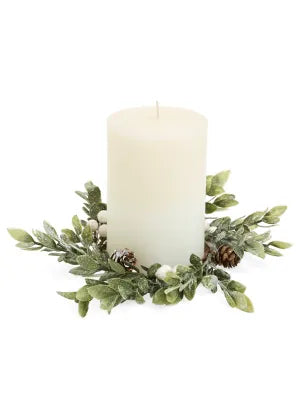 Candle Ring with White Berries