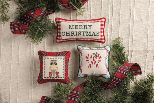 Holiday Needle Point Mini Pillows