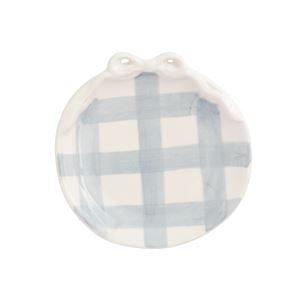 Blue Gingham Bow Ring Dish