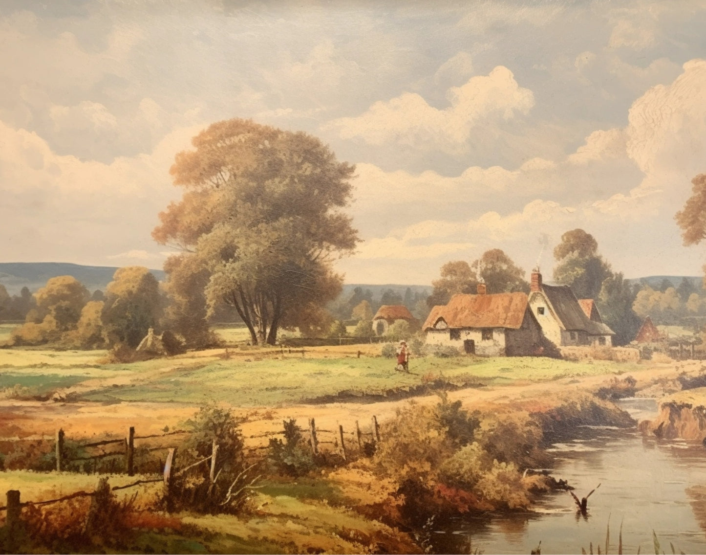 Countryside Landscape Vintage Print (no frame)