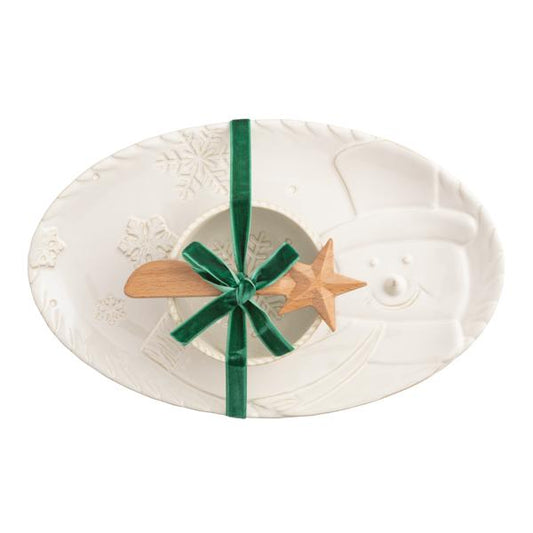 Snowman Tidbit Tray Set