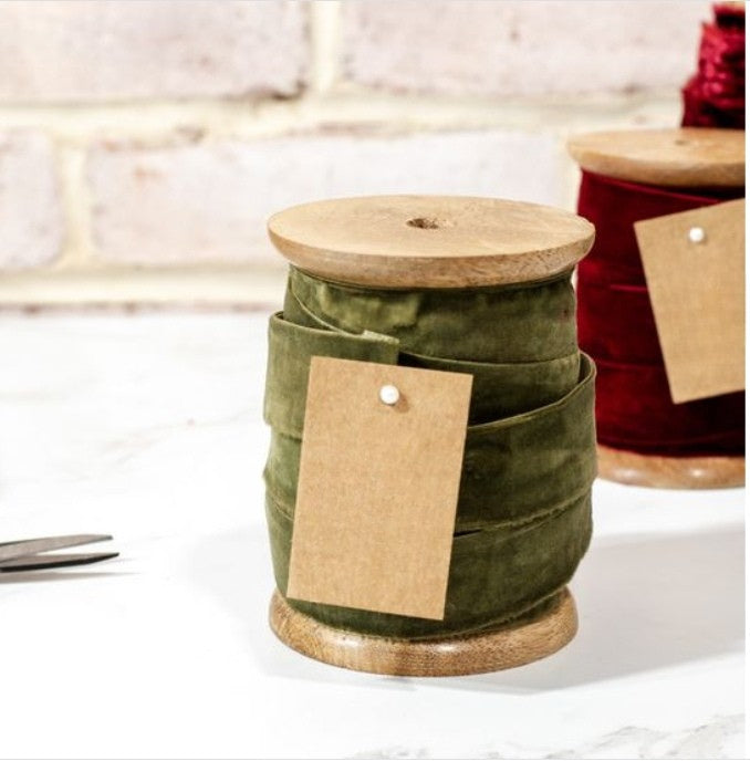 Olive Green Velvet Ribbon Spool