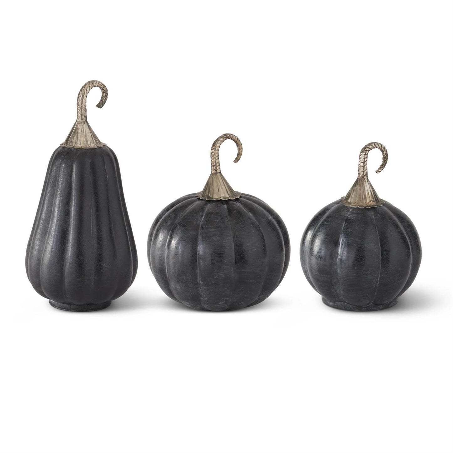 Antiqued Black Glass Pumpkins Assorted