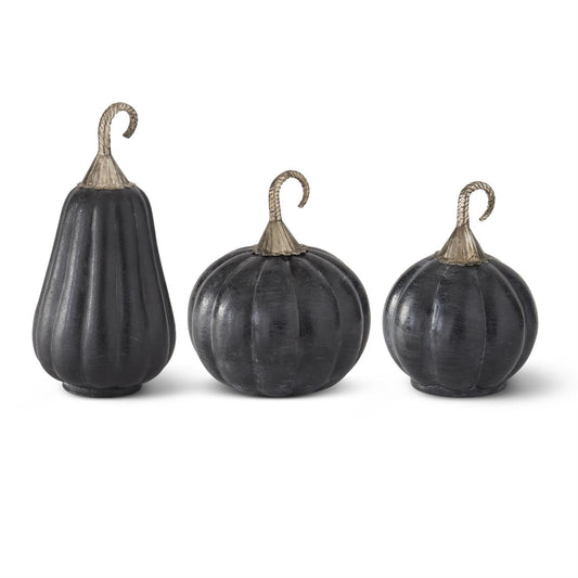 Antiqued Black Glass Pumpkins Assorted