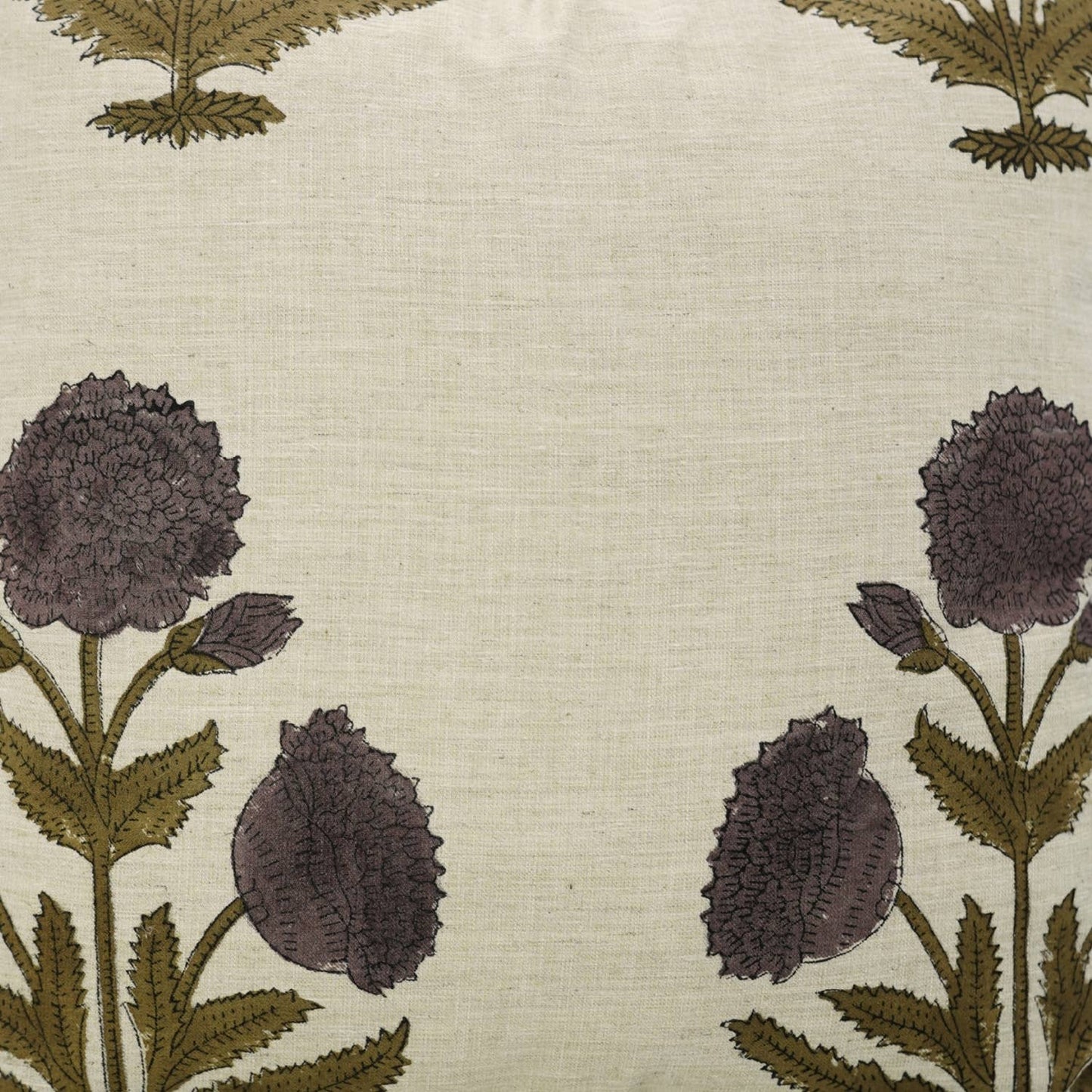Plum Bold Crafted Block Print Linen Blend Pillow Cover - 18 x 18