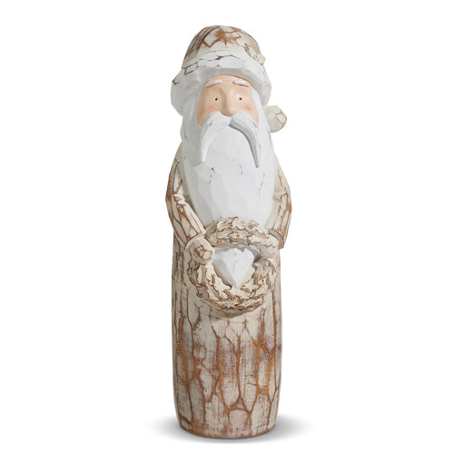 Large Natural Distressed Carved Santa