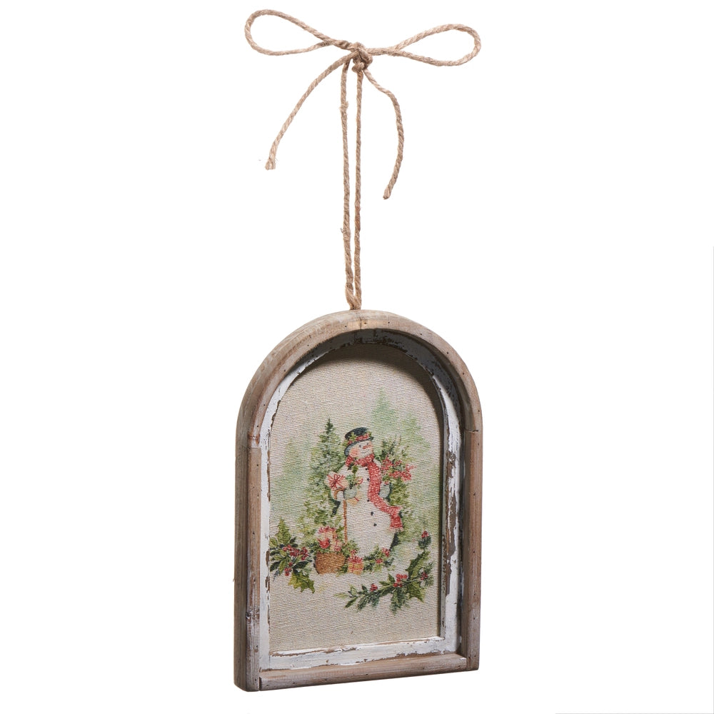 Snowman Watercolour Arched Hanging Art
