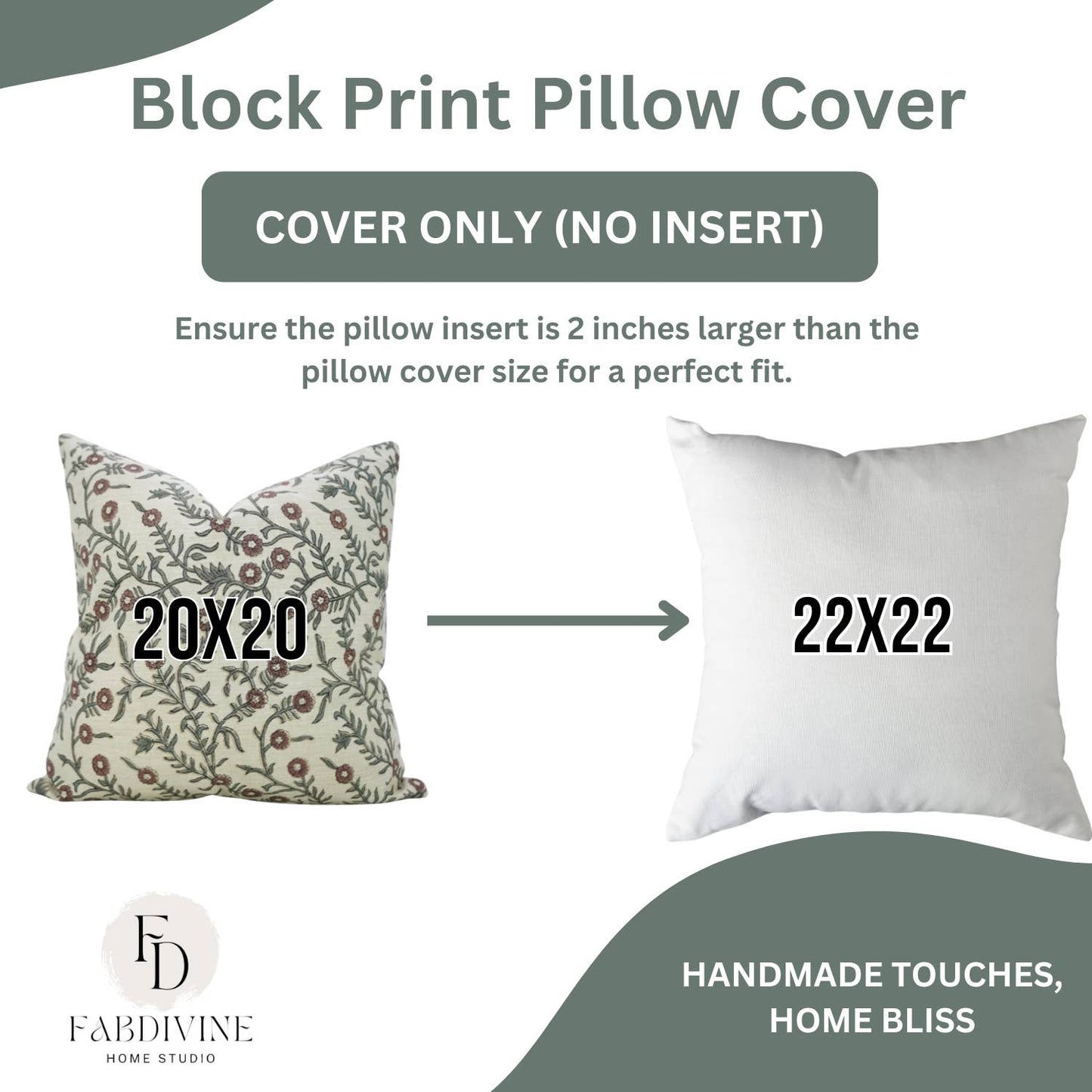 Louisa Block Print Linen Blend Pillow Cover - 18X18
