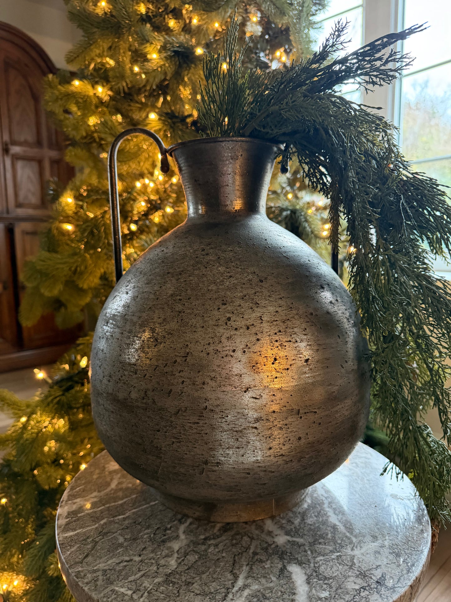 Rustic Metal Two Handle Urn