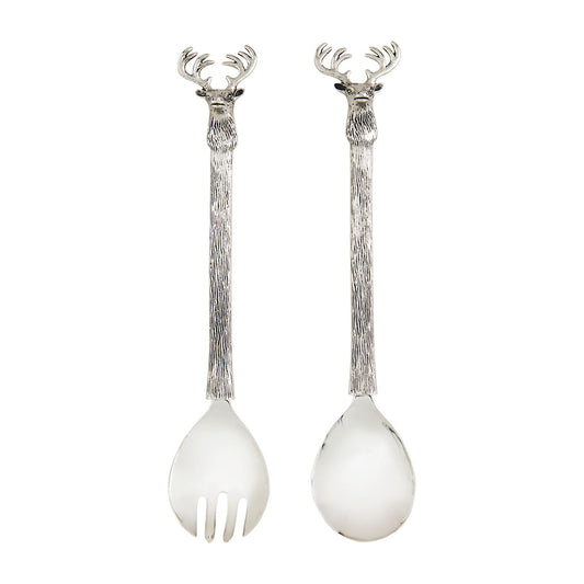 Aluminum Deer Salad Server Set