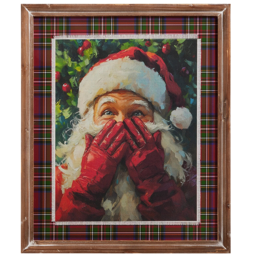Santa's Secret Tartan Framed Wall Art