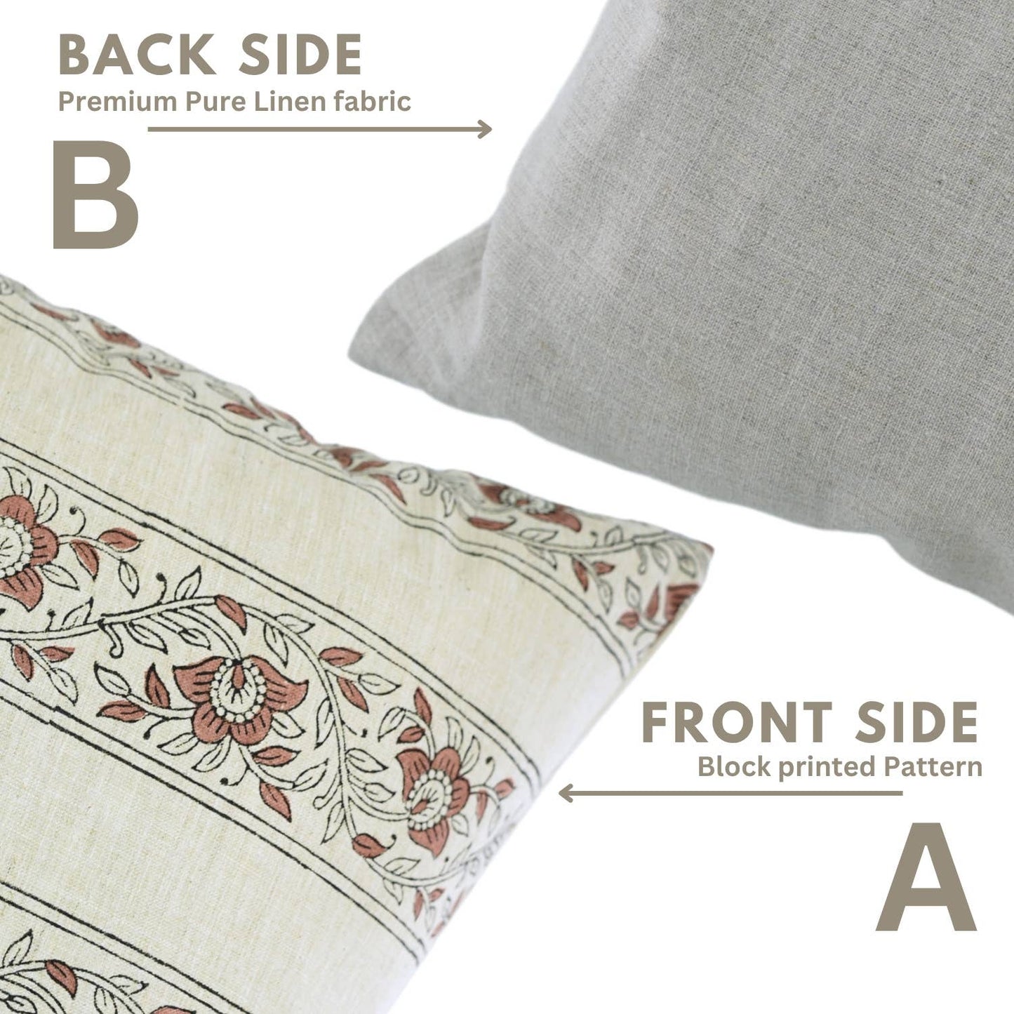 Ashton Block Print Linen Blend Pillow Cover - 18X18