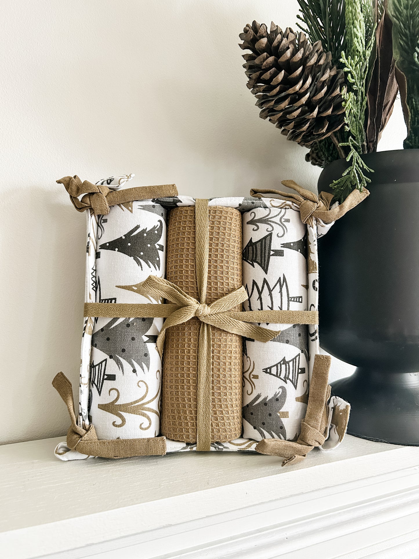 Gold and Silver Tea Towel Hostess Set