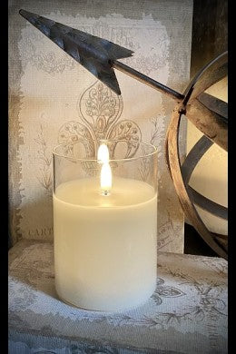 Ivory Glass Battery Operated 3x4" Pillar Candle