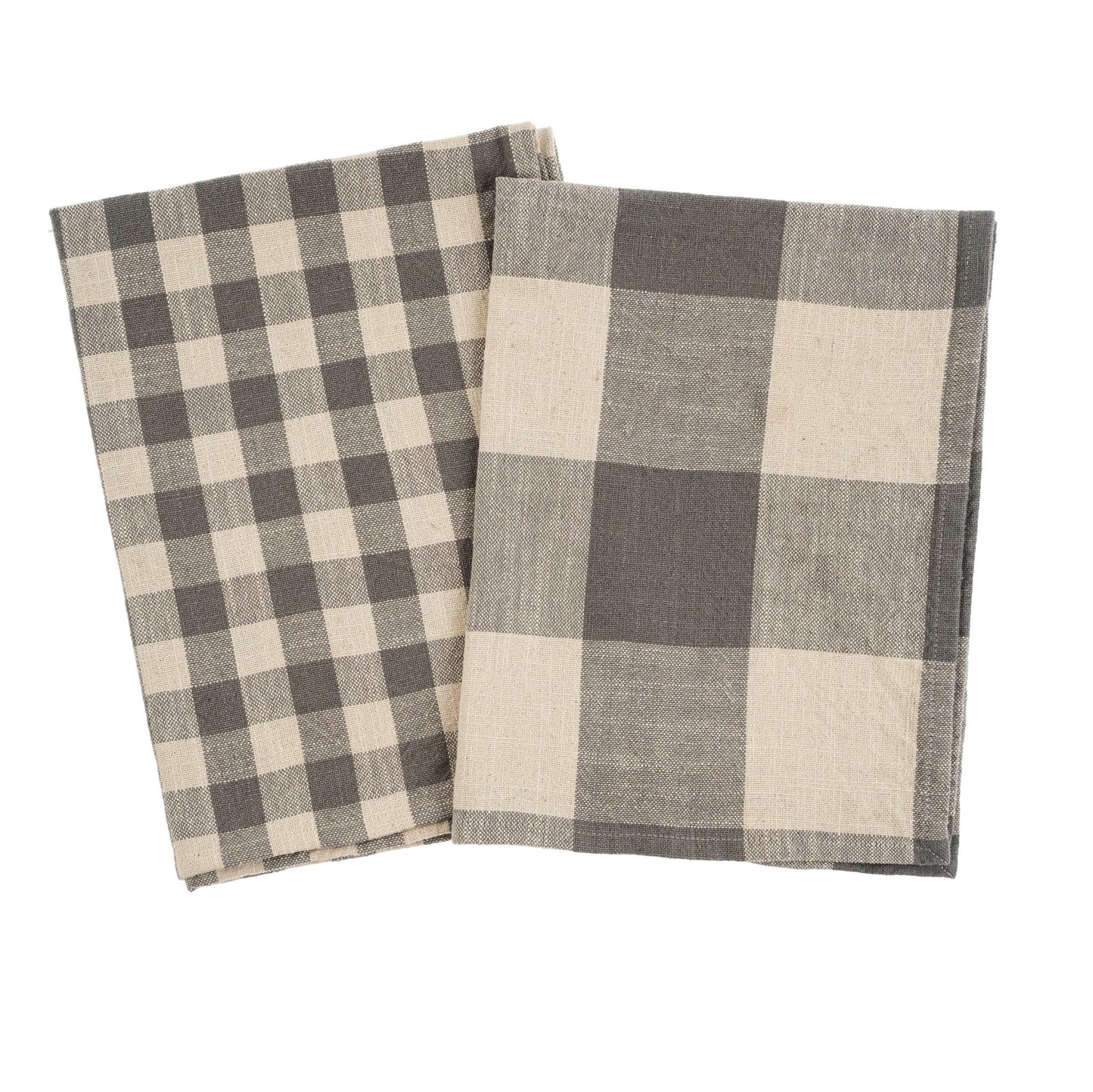 Grey Gingham Check Tea Towel Set