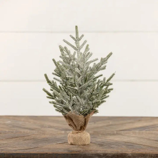 Burlap Snowy Pine 12" Tree