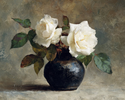 White Rose Still Life Print (no frame)