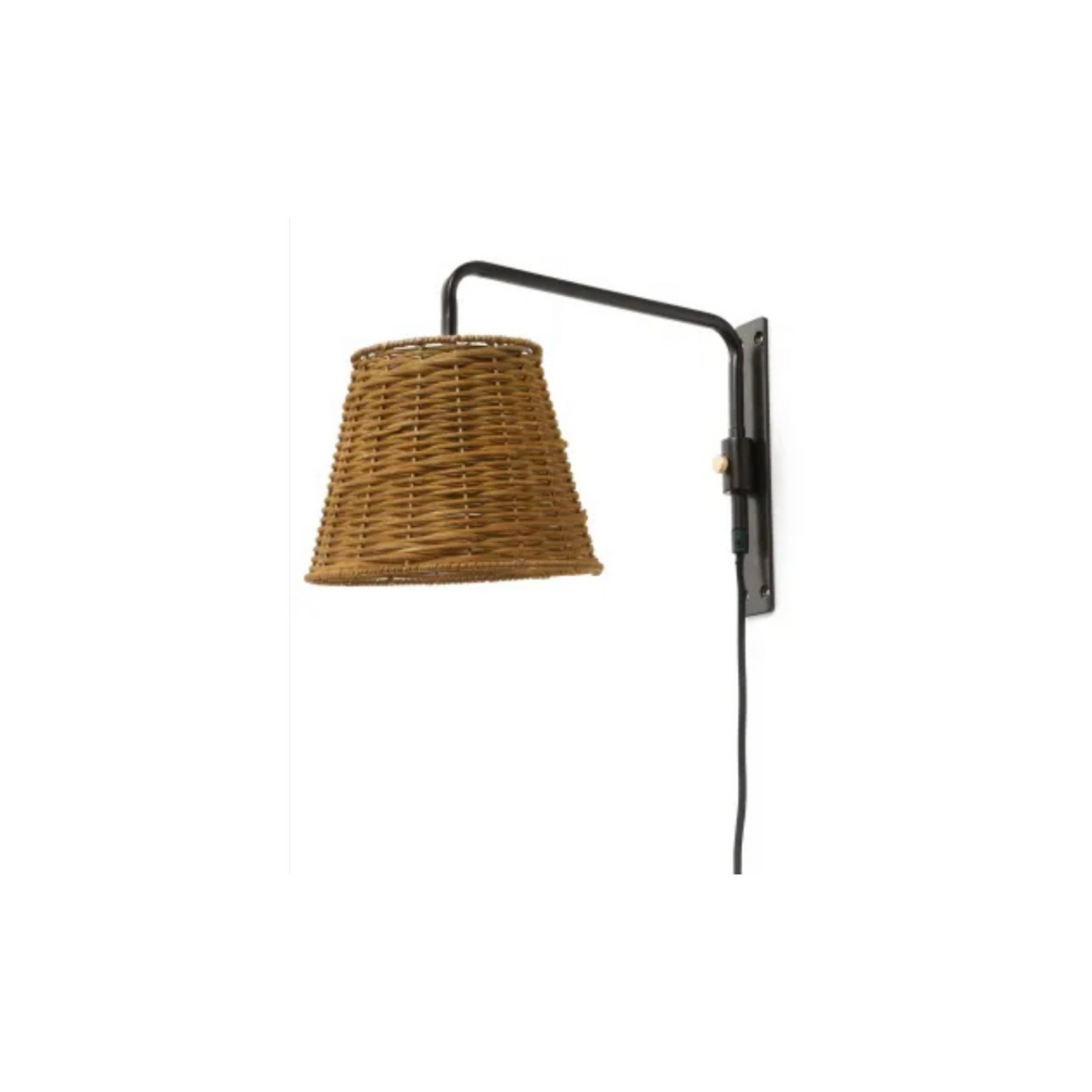 Black Iron & Rattan Wall Sconce