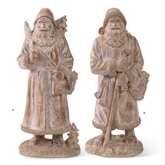 Resin Wood Look Old World Santas Assorted