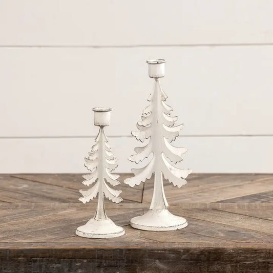 Rustic Metal Tree Taper Holder Set of 2