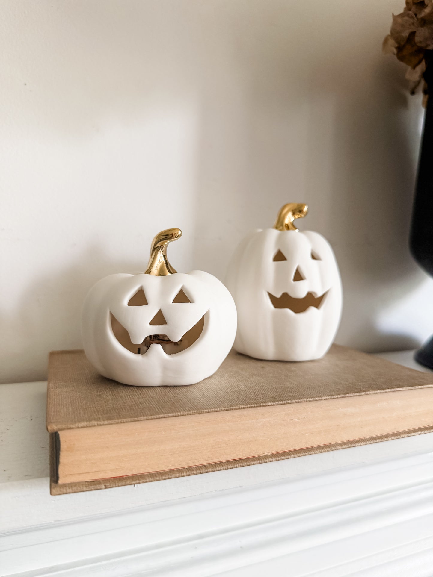 White & Gold Mini Jack-o-Lantern Pumpkins- Assorted Styles
