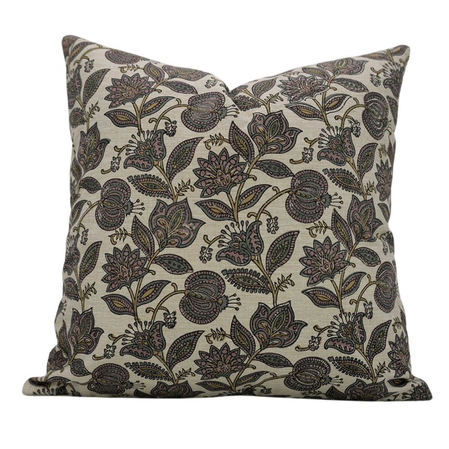 Bernadette Natural Printed Linen Blend Cushion Cover - 18X18