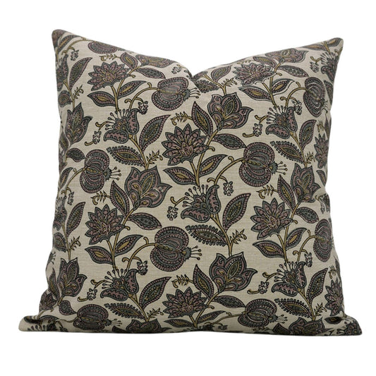 Bernadette Natural Printed Linen Blend Cushion Cover - 18X18