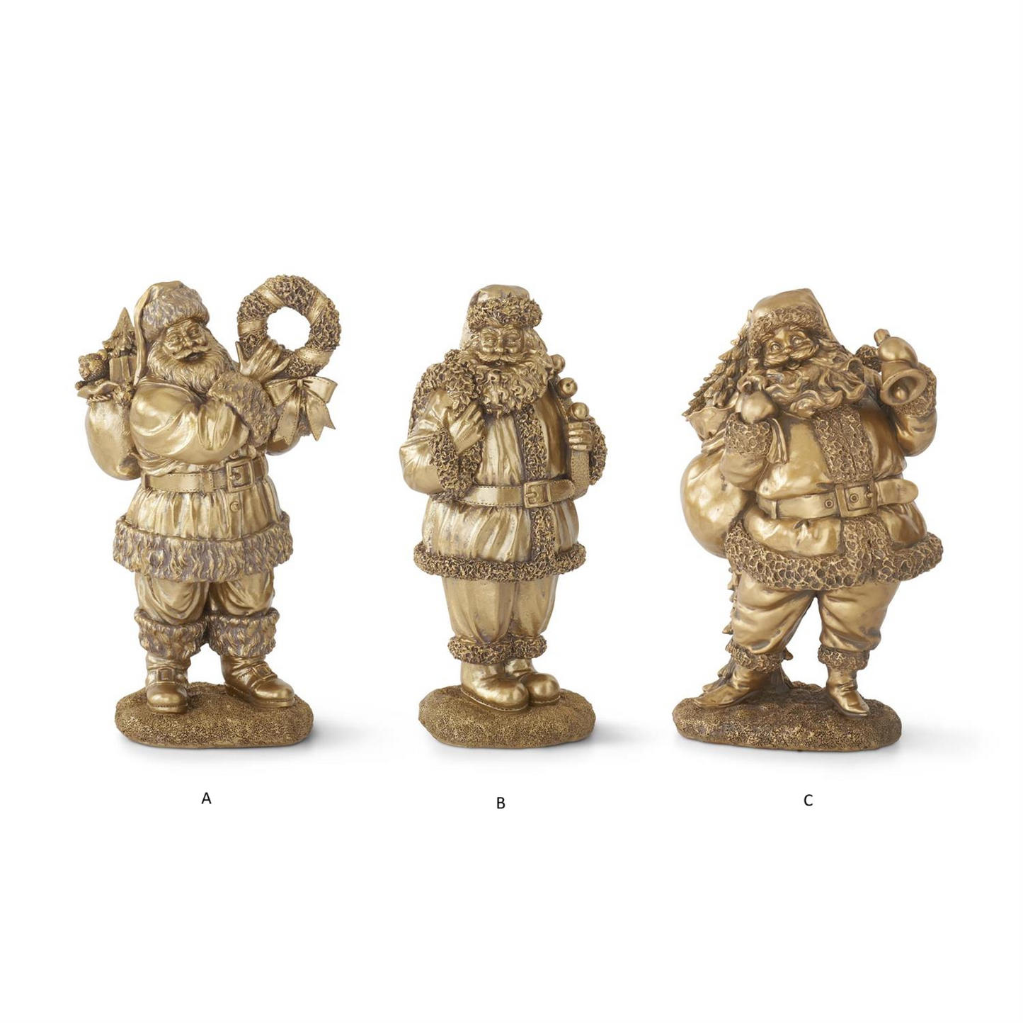 Antiqued Gold Santas Assorted