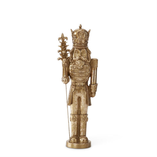 Small Gold Nutcracker with Pinecone Staff