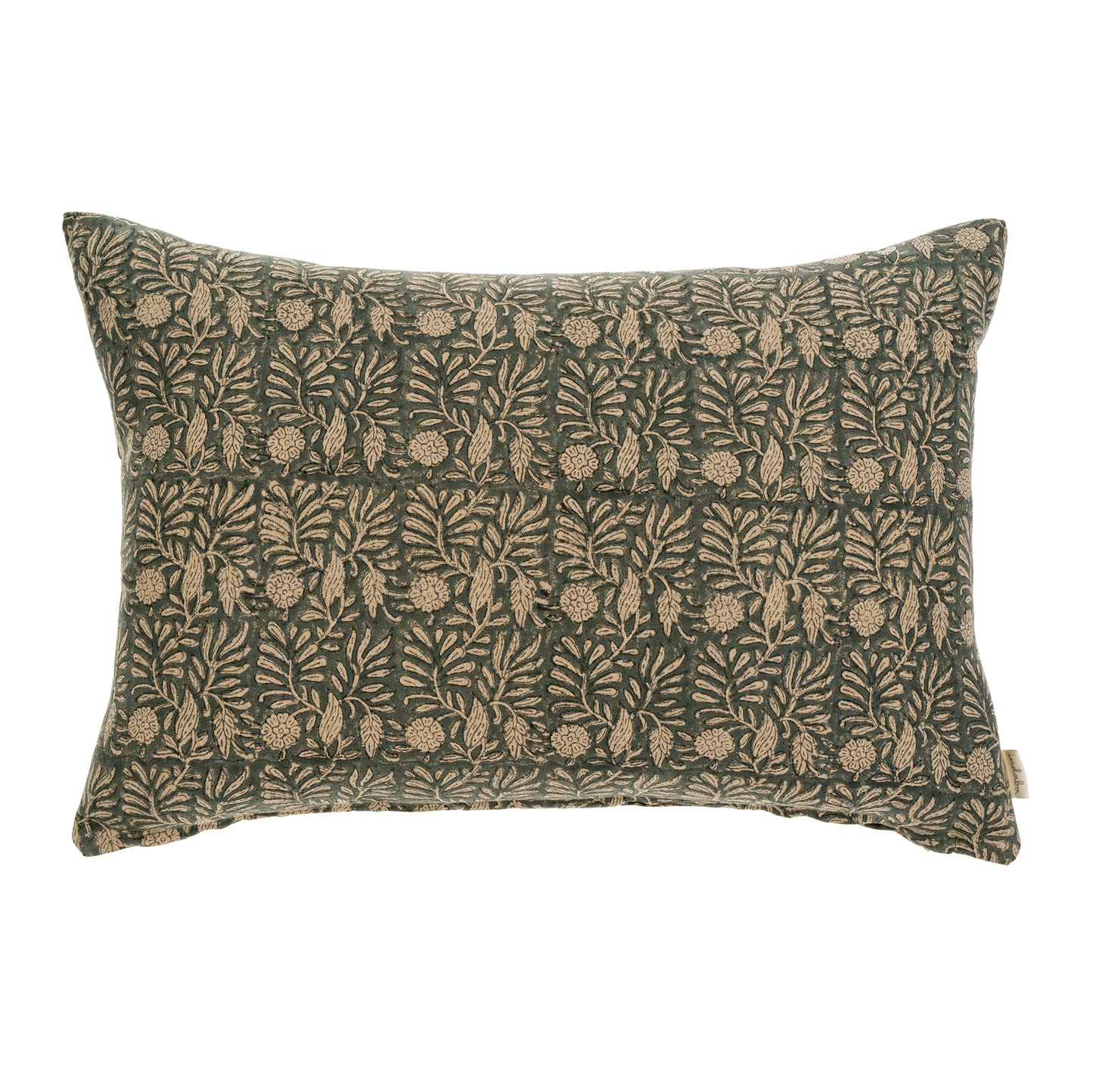 Deep Sea Tulsi Block Print Lumbar Pillow
